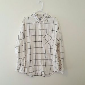 Plaid "boyfriend" fit button down shirt